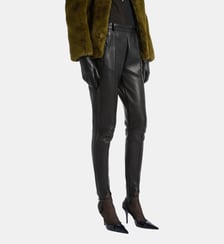 Pantalon fuseau en cuir d'agneau Balmain