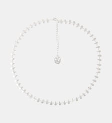 Collier à pampilles et perles facettées argentées Balaboosté