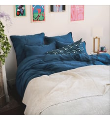 Couvre-lit coton et lin, DECO ESPRIT NID D'ABEILLE Blanc Cerise