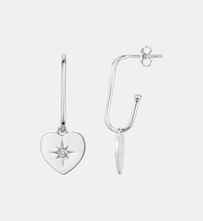 Boucles d'oreilles Coeur céleste en Argent avec diamant blanc La Garçonne Diamant