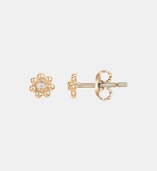 Boucles d'oreilles puces Empreinte en Plaqué Or avec diamant blanc La Garçonne Diamant