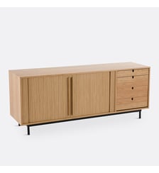 Buffet plaqué chêne à portes coulissantes La Redoute Interieurs