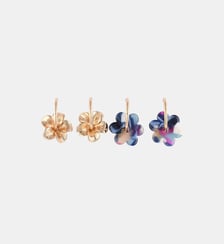Set x2 paires de créoles fleurs en métal et résine bleue Balaboosté