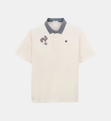 Polo manches courtes en jersey de coton broderie coq Serge Blanco