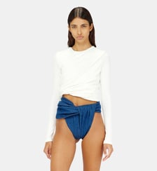 T-shirt à manches longues effet plissé en jersey double épaisseur Diesel