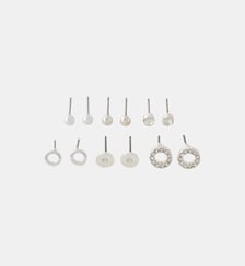 Set de 6 boucles d'oreilles puces argentées Balaboosté