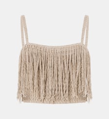 Haut cropped en maille frangée Pinko