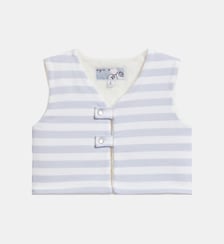 gilet Nacre en jersey de coton rayé blanc et gris Agnès b.