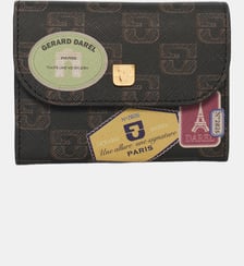 Mini portefeuille en toile enduite et cuir signé de patchs imprimés - XS Gerard Darel