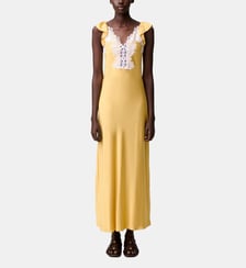 Robe satin dentelle Claudie Pierlot