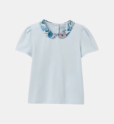T-shirt col en tissu Liberty  - Coton biologique Cyrillus