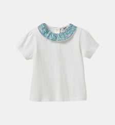 T-shirt col en tissu Liberty  - Coton biologique Cyrillus
