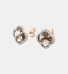 Puces d'oreilles, quartz fume, diamants, or rose Morganne Bello