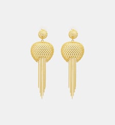 Boucles d'oreilles tiges percées  en métal et chaînettes  - Betty Satellite