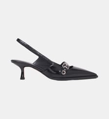 Escarpins en cuir à bride et œillets Maje