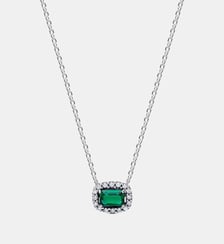 Collier avec Pendentif Halo Vert Scintillant Rectangulaire Pandora