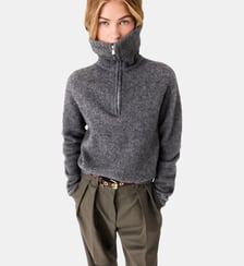 Pull à col zippé en yack Maje