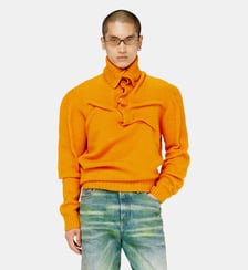 Pull col boutonnage en maille bouillie froissée Diesel