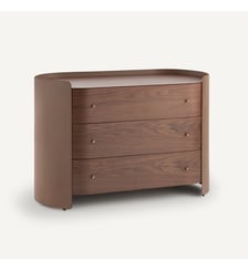 Commode 3 tiroirs plaqué noyer et cuir AM.PM