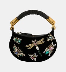 Sac Ebene Mini Insect en velours brodé Balmain