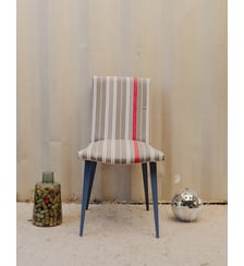 Chaise en tissu rayé et bois Alma N°1852- Produit chiné Debongout