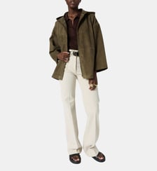 Manteau court à capuche en cuir velours - TASSYA Gerard Darel