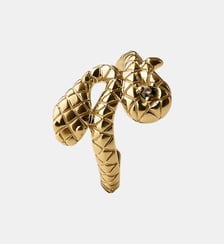 Earcuff en argent 925 plaqué or jaune 18 carats en forme de serpent avec quartz fumé Aristocrazy