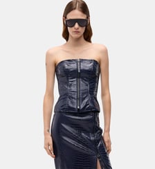 Top bustier zippé embossé crocodile Pinko