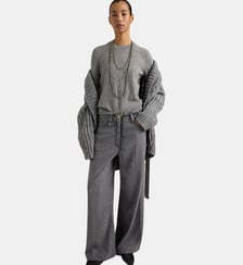 AOKI FIVE-POCKET PANTS IN FLANNEL - LAPIS GREY Momonì