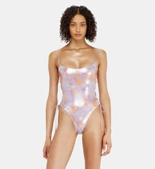 Maillot de bain à lacets motif floral métallisé Diesel