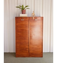 Double classeur vintage en bois verni Fernand N°401- Produit chiné Debongout