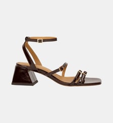 Sandales à Talon Vivy Cuir Verni Froissé Bobbies