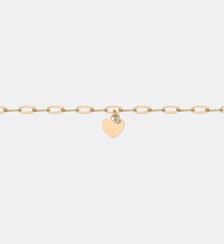 Bracelet maille rectangles allongés Jamais sans Toi | Médaille Coeur en Plaqué Or avec diamant blanc La Garçonne Diamant