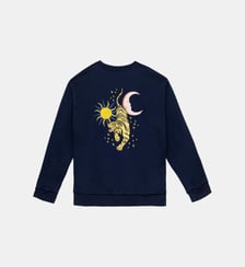 Sweat-shirt col rond imprimé broderie  TIGER La Petite Etoile