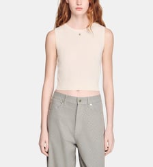 Pull court sans manches en maille Sandro