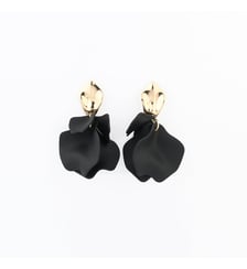 Boucles d'oreilles pétales de fleurs noirs Balaboosté