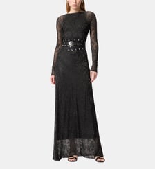 Robe longue avec maille filet et dentelle florale Pinko
