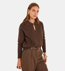 Pull Chocolat À Manches Longues En Laine Andrea Maison 123