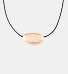 Collier cordon pendentif galet en métal doré Balaboosté