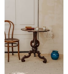 Guéridon en bois foncé Alfred N°171- Produit chiné Debongout