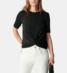 Tee-shirt pailleté drapé avec noeud Ikks