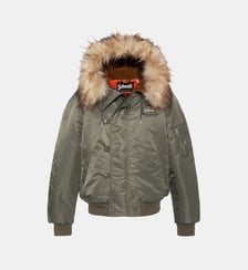 Blouson snorkel N2B noir à capuche, coupe oversize Schott