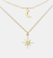 Collier double chaînes Épisode Indélébile | Nuit étoilée en Plaqué Or avec diamant blanc La Garçonne Diamant