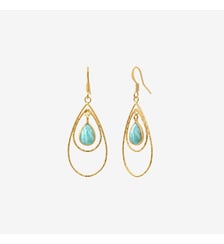 Boucles d'oreilles dorées quartz vert - selma Caroline Najman