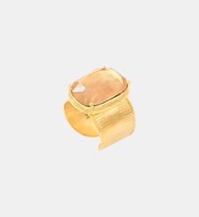 Bague ajustable rectangulaire   doré à l'or fin - Bysance Satellite