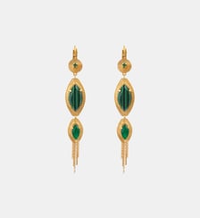 Boucles d'oreilles longues dormeuses   doré à l'or fin - Soleil Satellite
