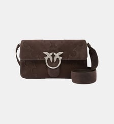 Sac porté épaule moyen love bag one slouchy en daim avec incrustations Pinko