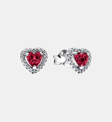 Clous d'Oreilles Cœur Surélevé Rouge Pandora