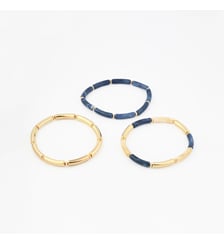 Set x3 bracelets tubes bleu et doré Balaboosté