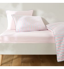 Drap-housse enfant, en gaze de coton, à rayures, bonnet 25 cm La Redoute Interieurs